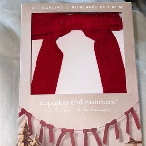 Cupcakes & Cashmere red bow pearl garland 6 ft Christmas holiday